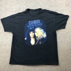 CHER Shirt XL 2019 Here We Go Again Tour Dates Merch Graphic Tee Black